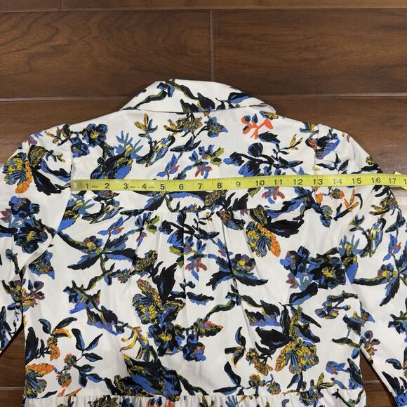 Diane Von Furstenberg Size XS White Floral Barry Gathered Poplin Midi Dress - Picture 9 of 13